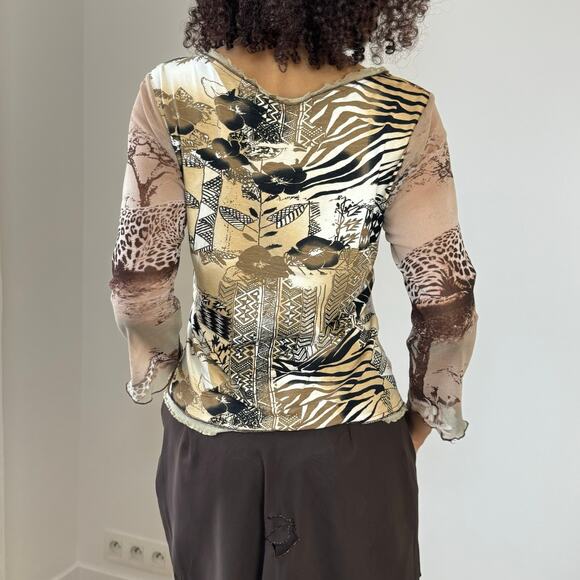 Vintage Y2K Tribal Mesh Top (M) - Picture 4 of 9